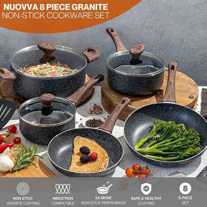 🍳 Non-Stick Pots & Pans Set – 8-Piece Cookware Collection